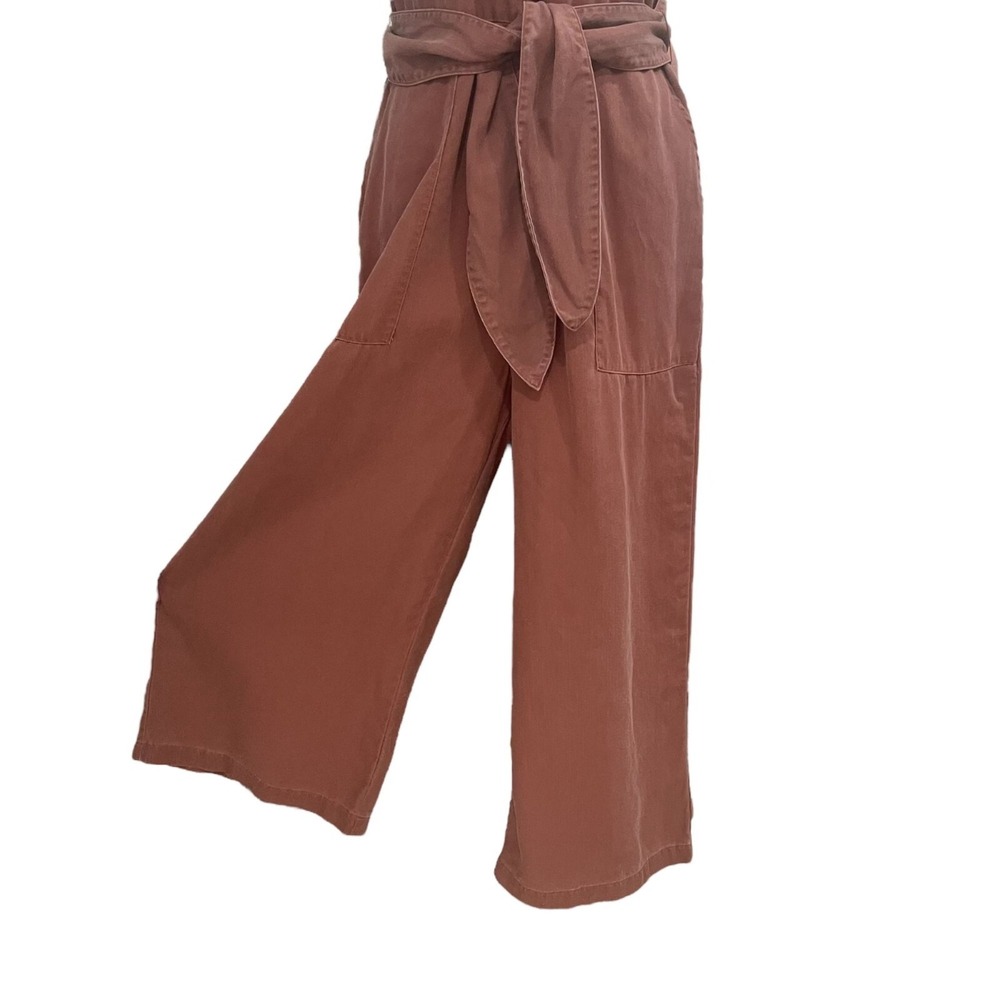 Sleeveless Button-Front Belted Jumpsuit Rose Pink Women's Sz M Casual Chic Comfy - Picture 7 of 10